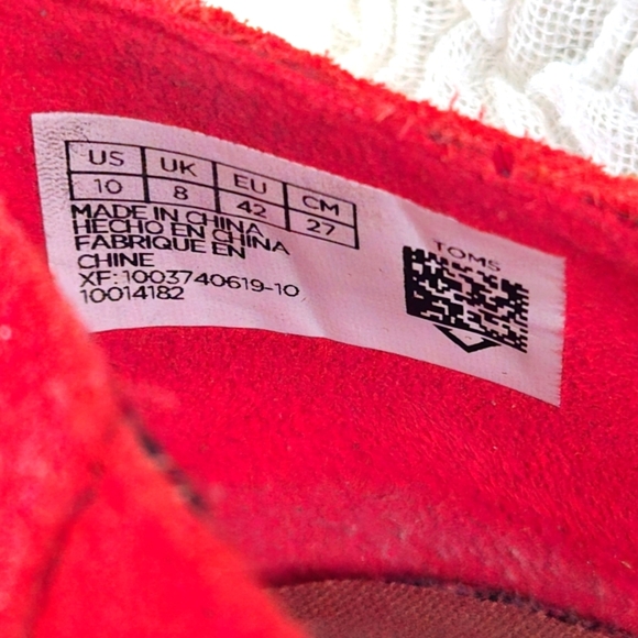 TOMS Shoes Womens W10 Jutti Neat Slip On Loafers Flats Red Suede Minimalist Shoe - Picture 9 of 12